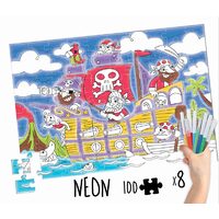 Puzzle à colorier Educa - Puzzle à colorier Pirates, 100 pièces