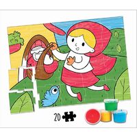 Puzzle para colorear Educa - Puzzle para colorear Caperucita Roja, 20 piezas