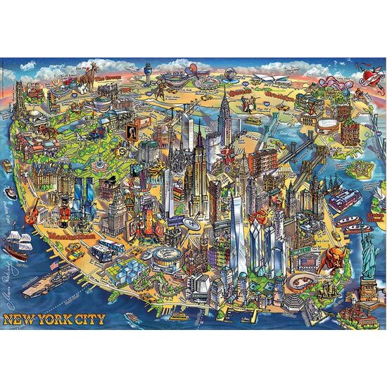 Puzzle Educa - Mappa della città di New York, 500 pezzi, colla inclusa