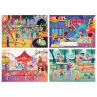 Puzzle Educa – Multi 4 Junior Park Attraktionen + Kinderparty, 20/40/60/80 Teile