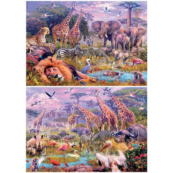 Puzzle Educa - Animali Selvatici, 2x100 pezzi