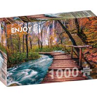 Puzzle da 1000 pezzi Divertiti - Ruscello nella foresta a Plitvice, Croazia