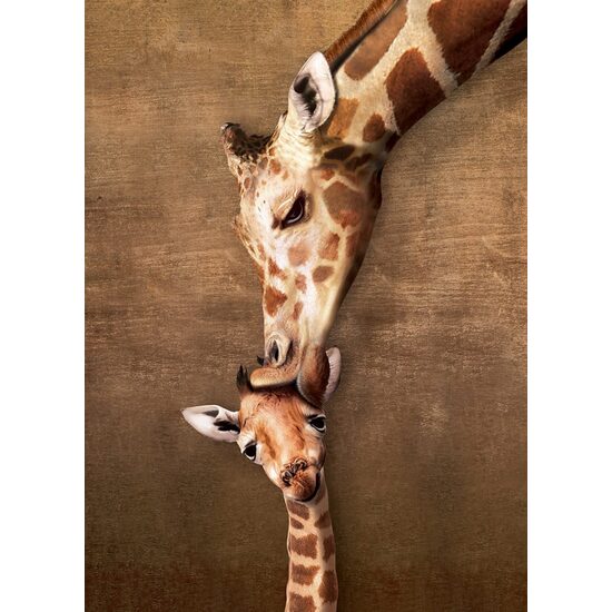 Puzzle 500 Teile XXL - Kuss der Giraffenmutter