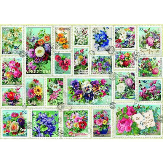 Puzzle 2000 Teile - Briefmarkenblumensammlung
