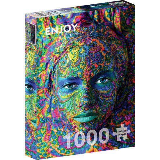 Puzzle 1000 Teile Enjoy – Frau mit farbigem Kunst-Make-up
