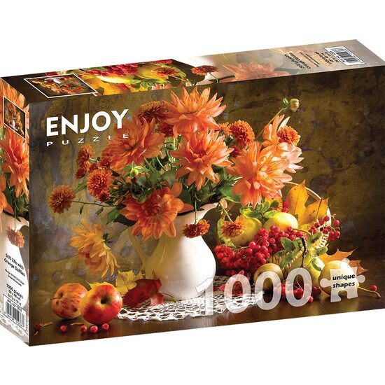Puzzle 1000 Teile - Stillleben mit orangefarbenen Dahlien