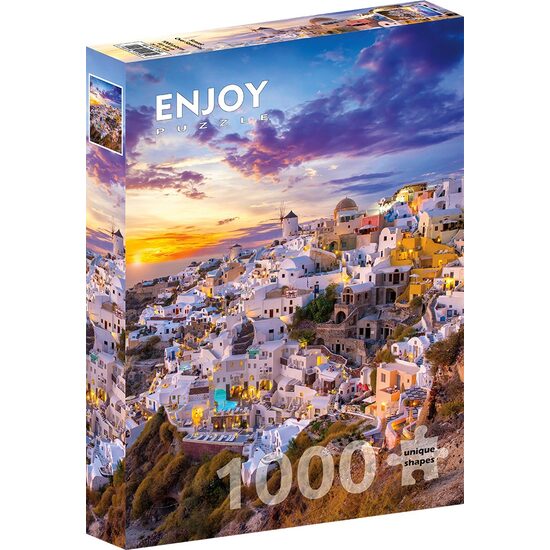 Puzzle 1000 pièces Enjoy - Coucher de soleil sur Santorin