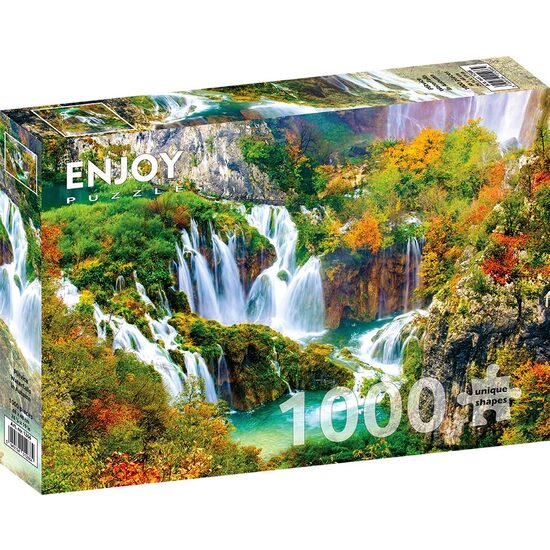 Puzzle 1000 piezas Enjoy - Cascadas de Plitvice en otoño