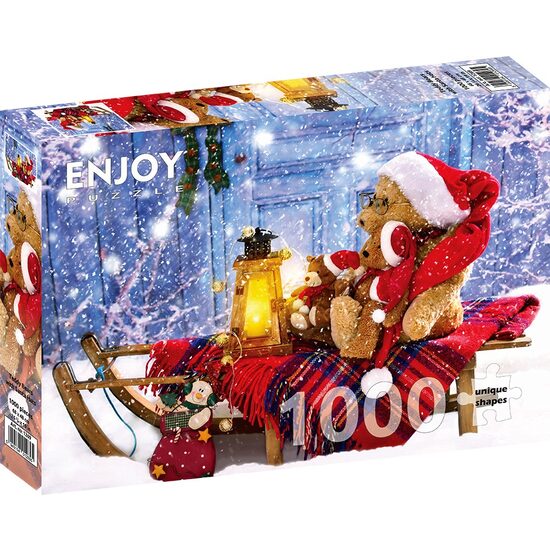 Puzzle 1000 Teile Enjoy – Teddybären mit Weihnachtsmützen