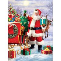 Puzzle 1000 Teile - Simon Tread: Weihnachtsmann mit Schlitten