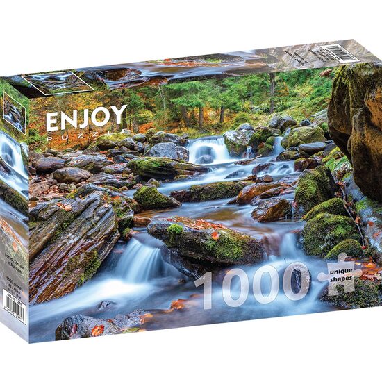 Puzzel 1000 stukjes Geniet - Bosstroom in de herfst