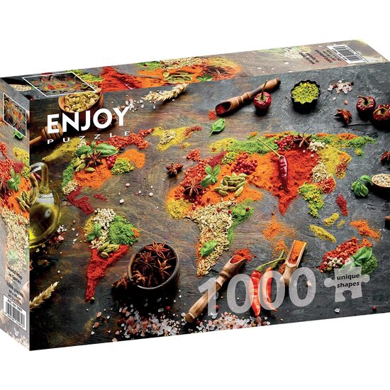 Puzzle 1000 piese Enjoy - World Map in Spices