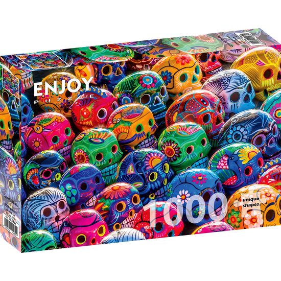 Puzzle 1000 piese Enjoy - Colorful Skulls