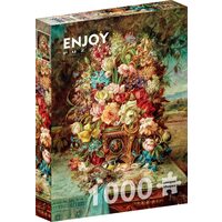 Puzzle 1000 Teile Viel Spaß - Hans Zatzka: Blumenstillleben mit Blaumeise