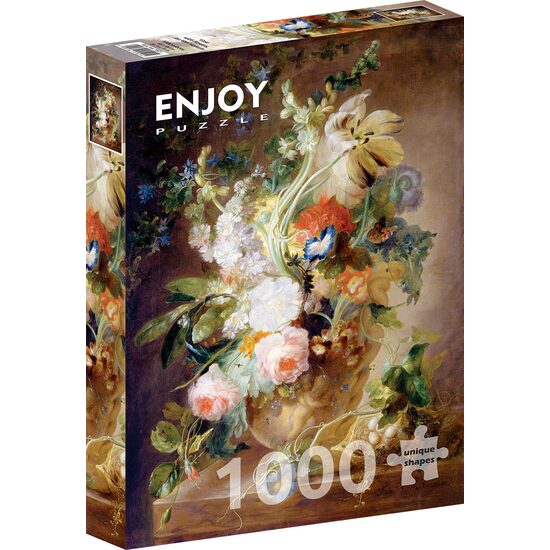 Puzzle 1000 piese Enjoy - Jan van Huysum: Vase with Flowers, Jan Van Huysum