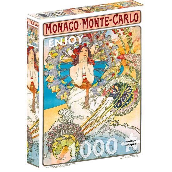 Puzzle 1000 piese Enjoy - Alfons Mucha: Monaco Monte Carlo, Alphonse Mucha