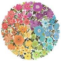 Puzzle 500 Teile rund Ravensburger - Farbkreis - Blumen