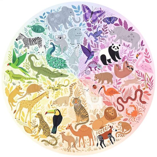 Puzzle 500 Teile rund Ravensburger - Farbkreis - Tiere