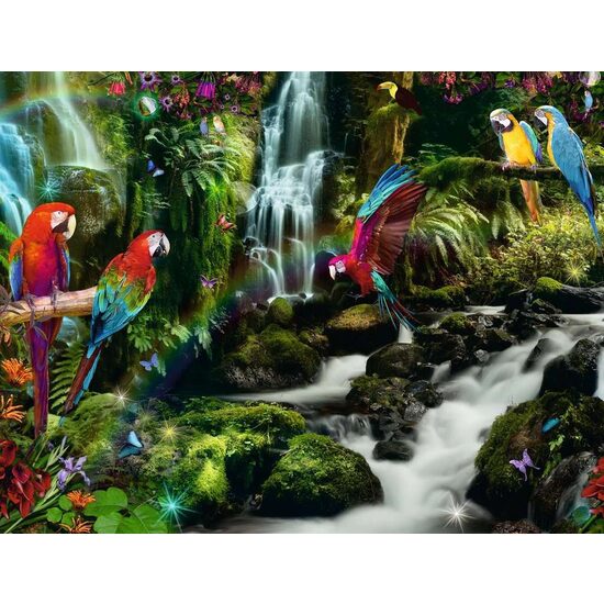 Puzzle 2000 piese Ravensburger - Papagali In Jungla