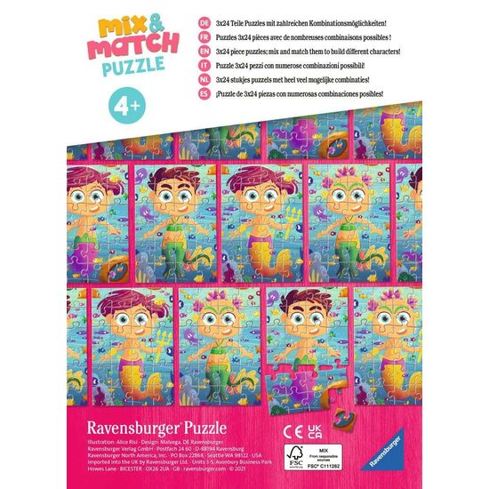 Puzzle 3x24 piese Ravensburger - Mix&Match Sirene Si Monstri