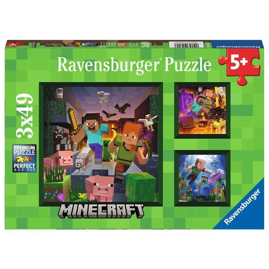 Puzzle 3x49 piese Ravensburger - Minecraft