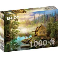 Puzzle 1000 Teile Enjoy – Eine Blockhütte am Fluss