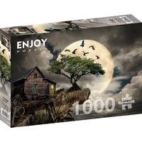Puzzle 1000 Teile Enjoy – Eine Blockhütte auf einer Klippe