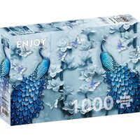 Puzzle 1000 Teile Enjoy - Blaue Pfauen