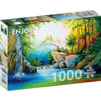 Puzzle 1000 Teile ENJOY – Im Wald in der Nähe des Wasserfalls