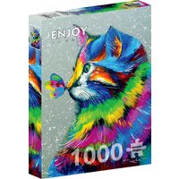 Puzzle 1000 Teile ENJOY – Leuchtende Katze und Schmetterling