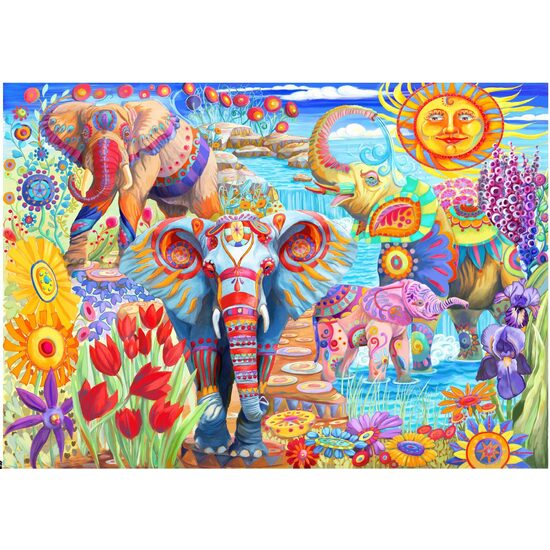 Puzzle 2000 Teile Bluebird - Elefanten im Garten