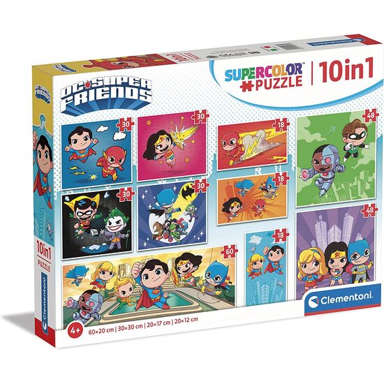 Puzzle 18/30/48/60 pieces Clementoni - 10 Puzzles - DC Super Friends