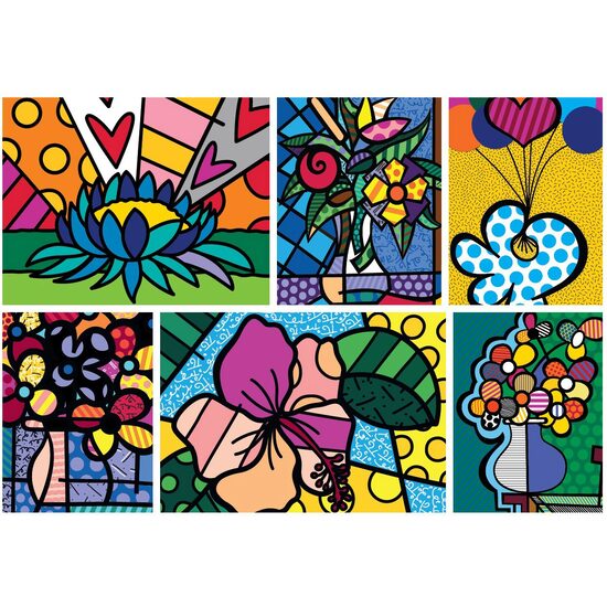 Puzzle 2000 pieces Bluebird - Romero Britto: Collage: Flowers