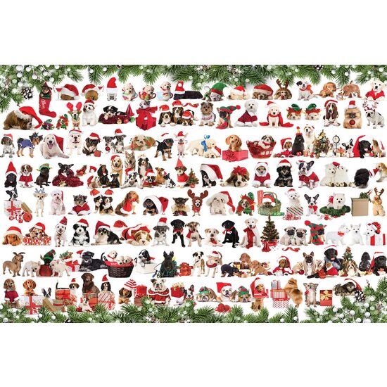 Puzzel 1000 stukjes Eurographics - Holiday Dogs Blik