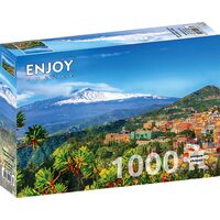 Puzzel 1000 stukjes GENIET - Etna vulkaan en Taormina, Sicilië