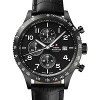 Herenhorloge Swiss Military SM34084.07, Quartz, 42 mm, 10ATM, Zwart