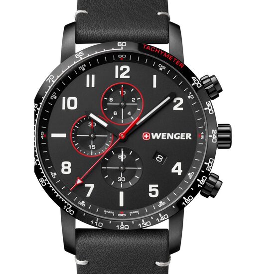 Men's watch Wenger 01.1543.106 Attitude, 44mm, 10ATM, Black