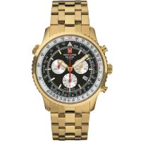 Orologio da uomo Swiss Alpine Military 70.789.117, Quarzo, 46mm, 10ATM, Oro