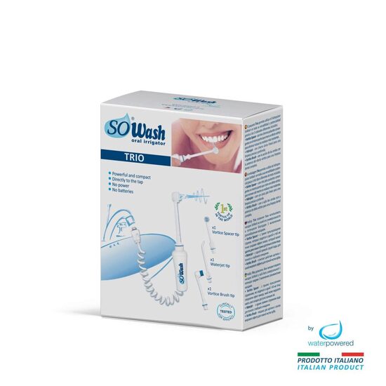 Irrigatore orale portatile So Wash Trio con 3 testine, spazzola idropulsata a 3 getti, irrigatore intradentale