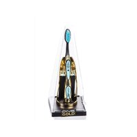 Uno spazzolino Gold placcato oro 24K, 3 ricariche Bleu, made in Italy, Limited Edition