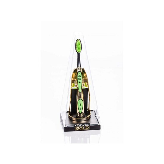 Uno spazzolino Gold placcato oro 24K, 3 ricariche, Verde, made in Italy, Edizione Limitata