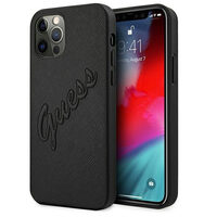 iPhone 12 Pro Max Hülle Guess Saffiano Vintage Script Schwarz