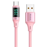 Cavo Mcdodo da USB a display digitale di tipo C in silicone ricarica super veloce, 6 A, 1,2 m, rosa