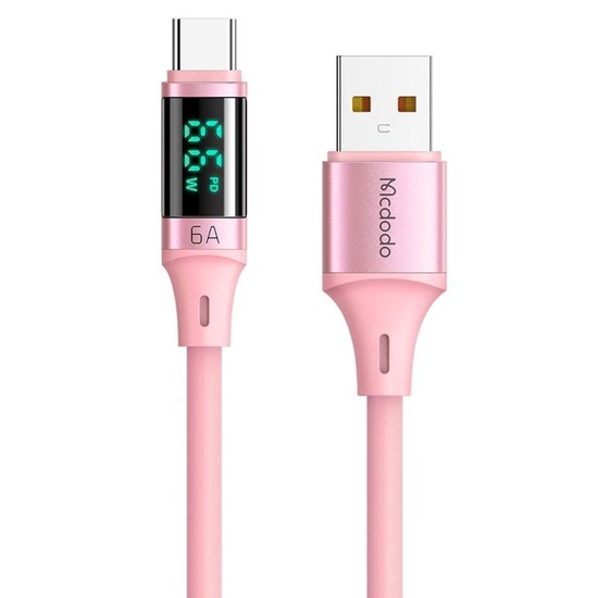 Cavo Mcdodo da USB a display digitale di tipo C in silicone ricarica super veloce, 6 A, 1,2 m, rosa
