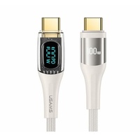 Cavo Usams Caricatore rapido digitale da tipo C a tipo C, PD, 100 W, 1,2 m, trasparente / beige