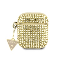 Custodia Guess Strass Triangolo Logo in metallo Airpods Generazione 1/2 Oro