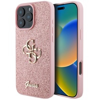 Guess Case Fixed Glitter 4G Metal Logo iPhone 16 Pro Max Pink