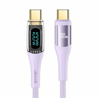 Cavo Usams Caricatore rapido digitale da tipo C a tipo C, PD, 100 W, 1,2 m, trasparente / viola