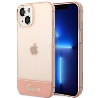 Guess Custodia in TPU Camera Outline Traslucido per iPhone 14 Plus Rosa