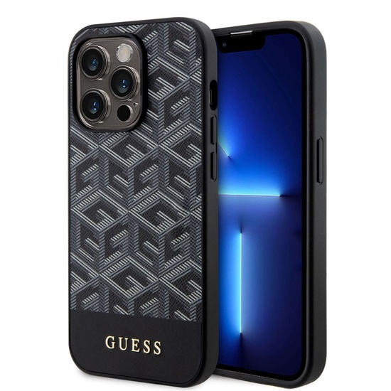 Custodia Guess GCube Stripes MagSafe per iPhone 15 Pro nera